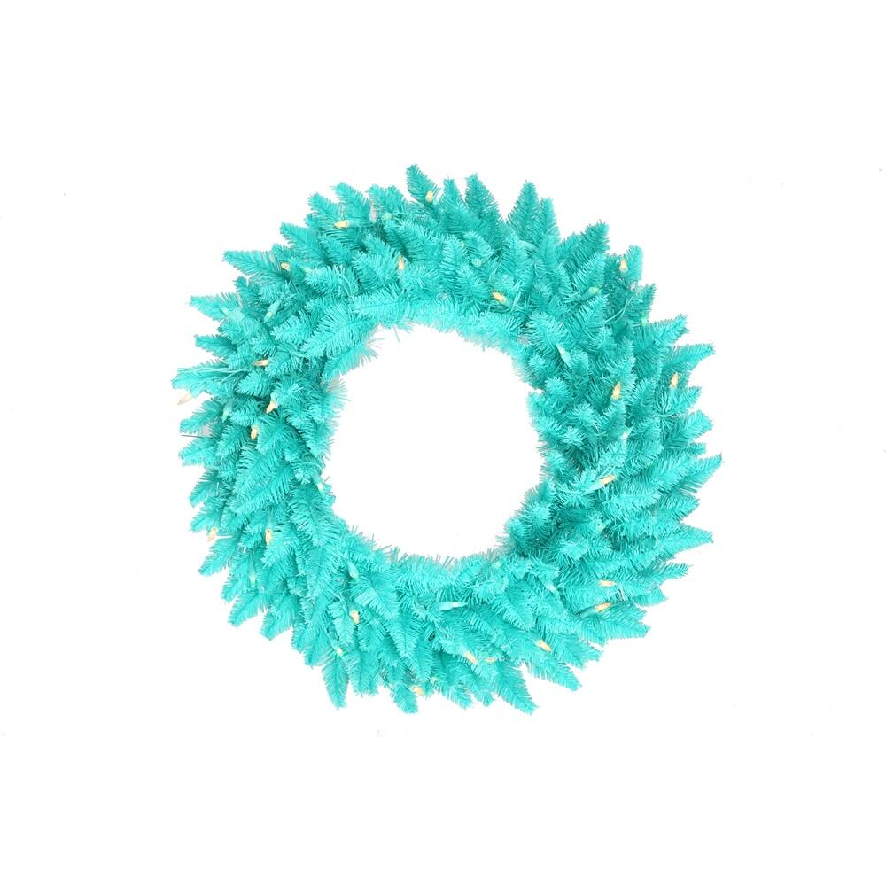 Vickerman 60" Aqua Artificial Christmas Wreath, Aqua DuraLit LED